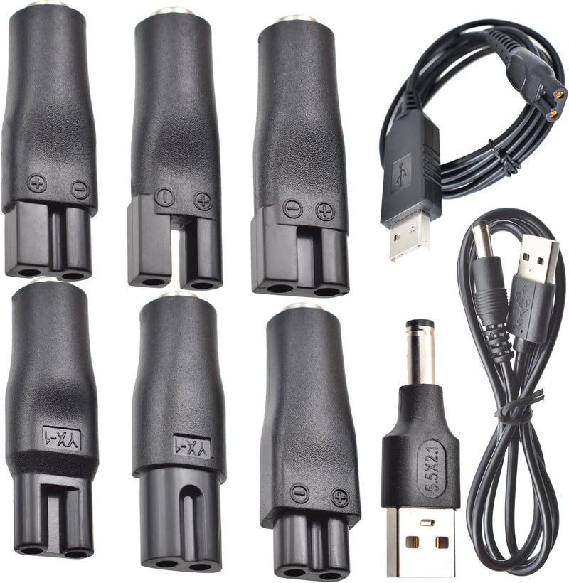 BOEEA 9 PCS Replacement Power Cord 5V Charger USB Adapter Suitable for Electric Hair Clippers, Beard Trimmers, Shavers, Beauty Instruments, Desk Lamps, Purifiers. - Image 1